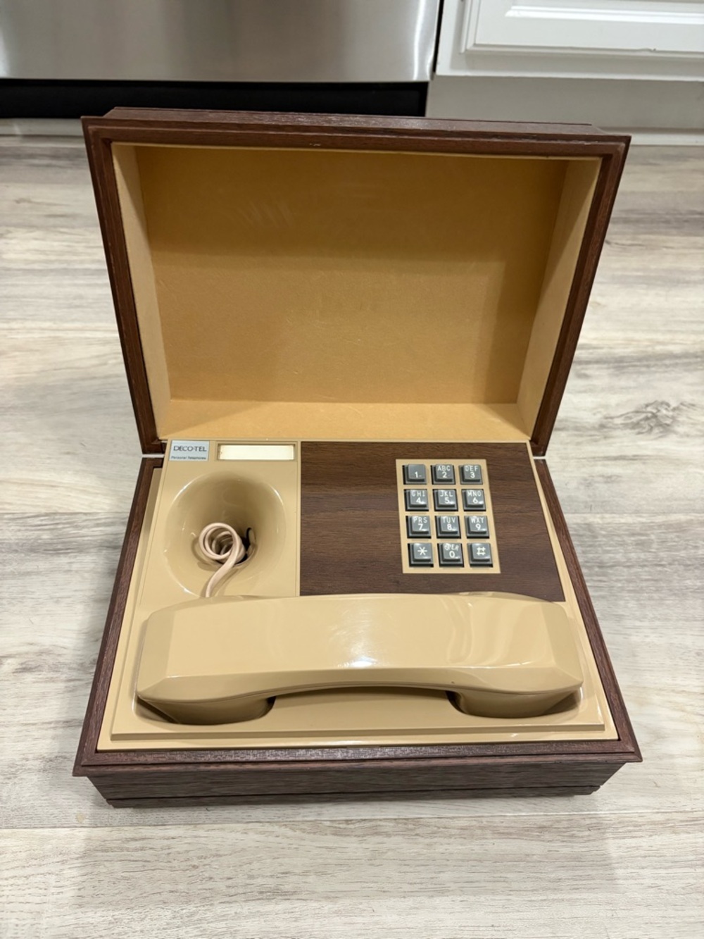 Vintage Deco Tel Push-Button Telephone Phone Wooden Plastic Sailboat Design ATC
